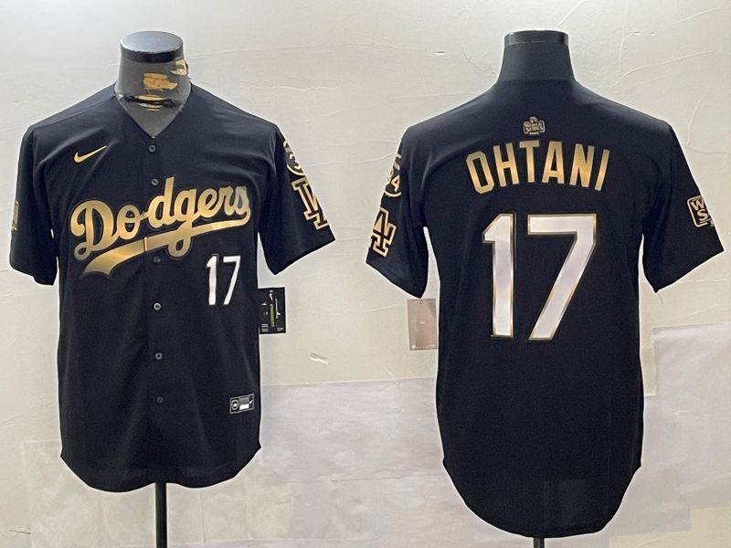 Men Los Angeles Dodgers #17 Ohtani Black Gold Game 2024 Nike MLB Jersey style 11203